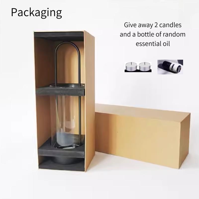 Portable Outdoor Essential Oil Diffuser Lamp, Windproof Design, Quartz Glass Metal Candle Holder, Home Volcanic Stone Aroma Night Light Gift