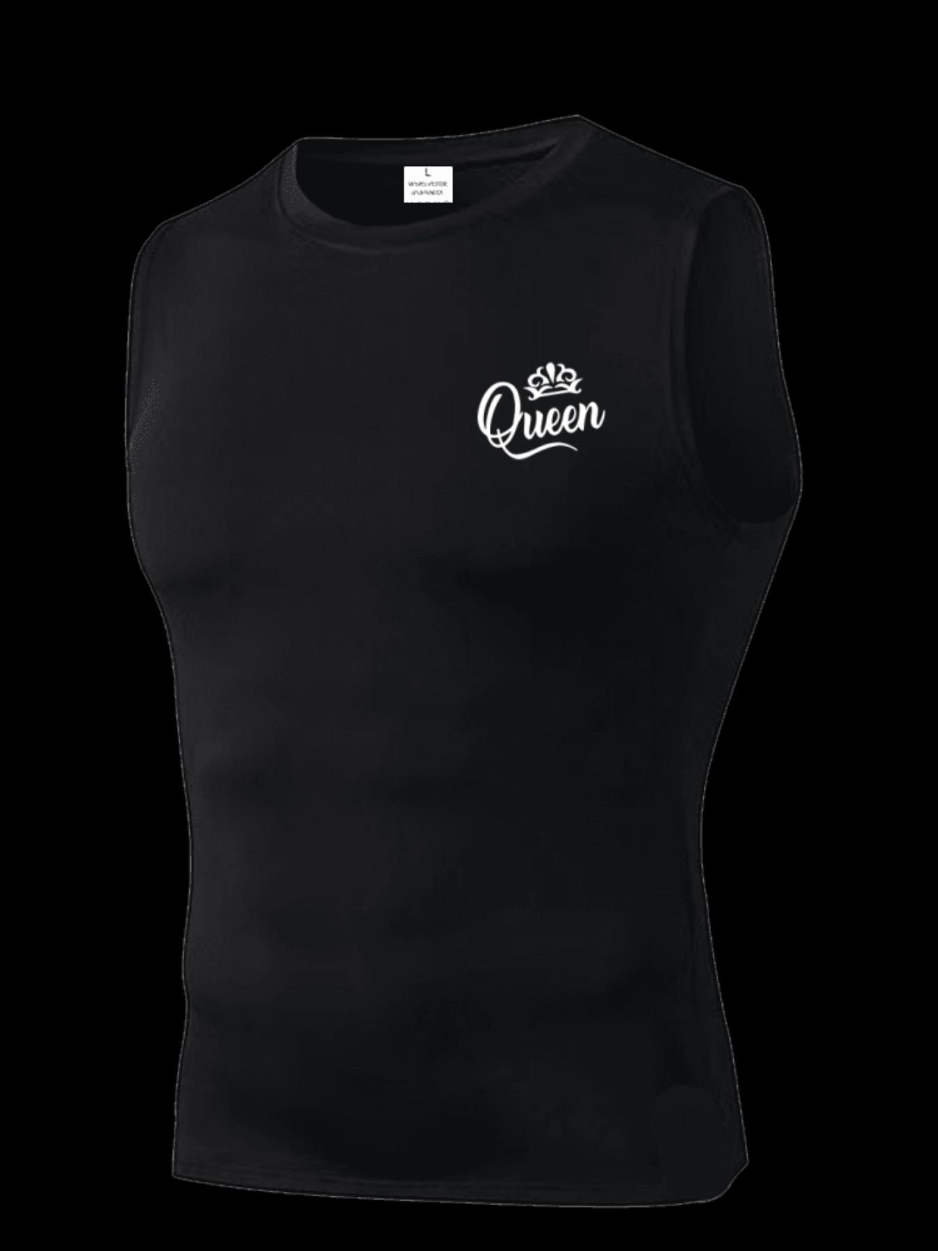 Men's Short Sleeve Sporty Tee, Quick-Dry Breathable Fabric, Queen Pattern Print, Ideal for Gym, Running, Boxing, Outdoor Activities