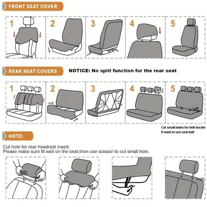 45-Piece Luxury Car Seat & Interior Set: Car Interior Decoration, Polyester 5-Seater Seat Covers, Plush Hanging Charms, PU Leather Steering Wheel Cover, Shoulder Pads, Gear Shift Cover, and Other Decorative Items; Fits Most Sedan and SUV Models