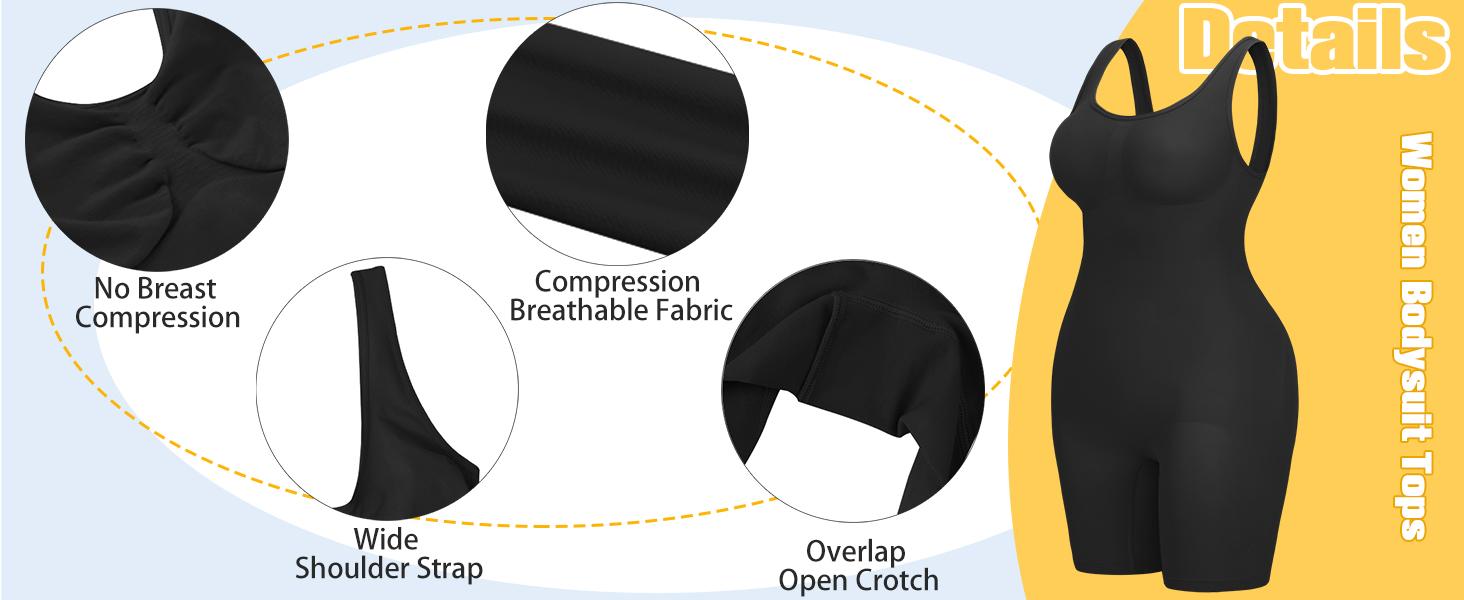 Shorts Bodysuit for Women Tummy Control Shapewear Sexy Butt Lifting Workout Bodycon One Piece Short Jumpsuit Minimalist Comfy Smooth Fabric SpringStatements