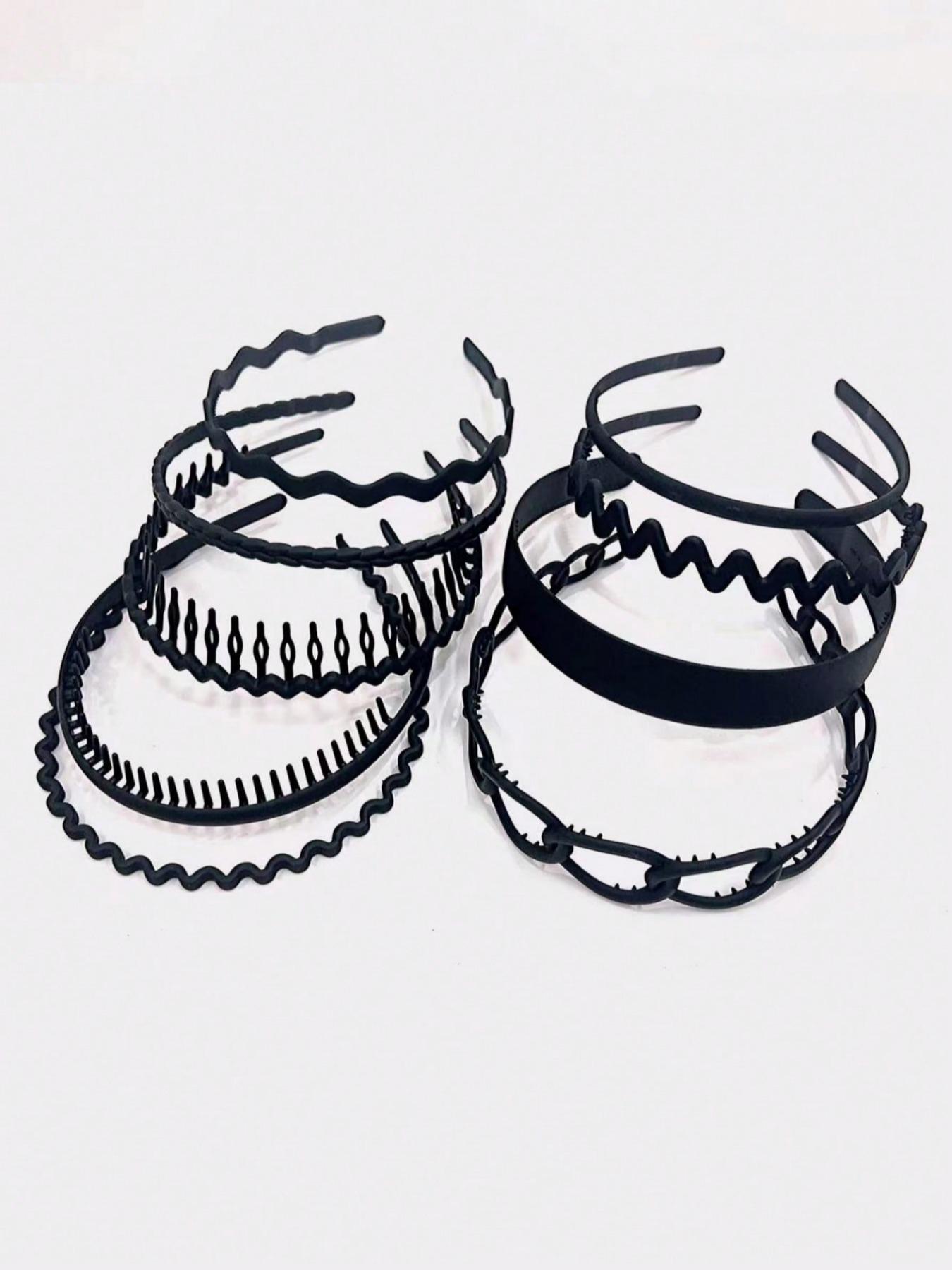 9pcs/set Multicolor Women's Simple Style Hollow out Design Hair Hoops, Casual Trendy Plain Hair Hoops, Fashionable Hair Accessories for Women & Girls for Hairstyle Decoration, Headbands