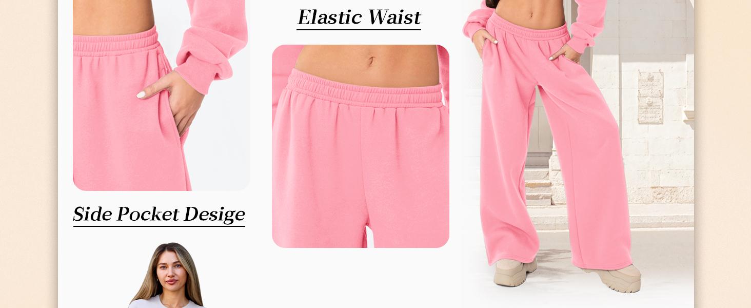 Wide Leg Sweatpants Women Low Rise Fleece Sweat Pants Fall Clothes 2025 Teen Girl Baggy Jogger Sweatpant with Pockets