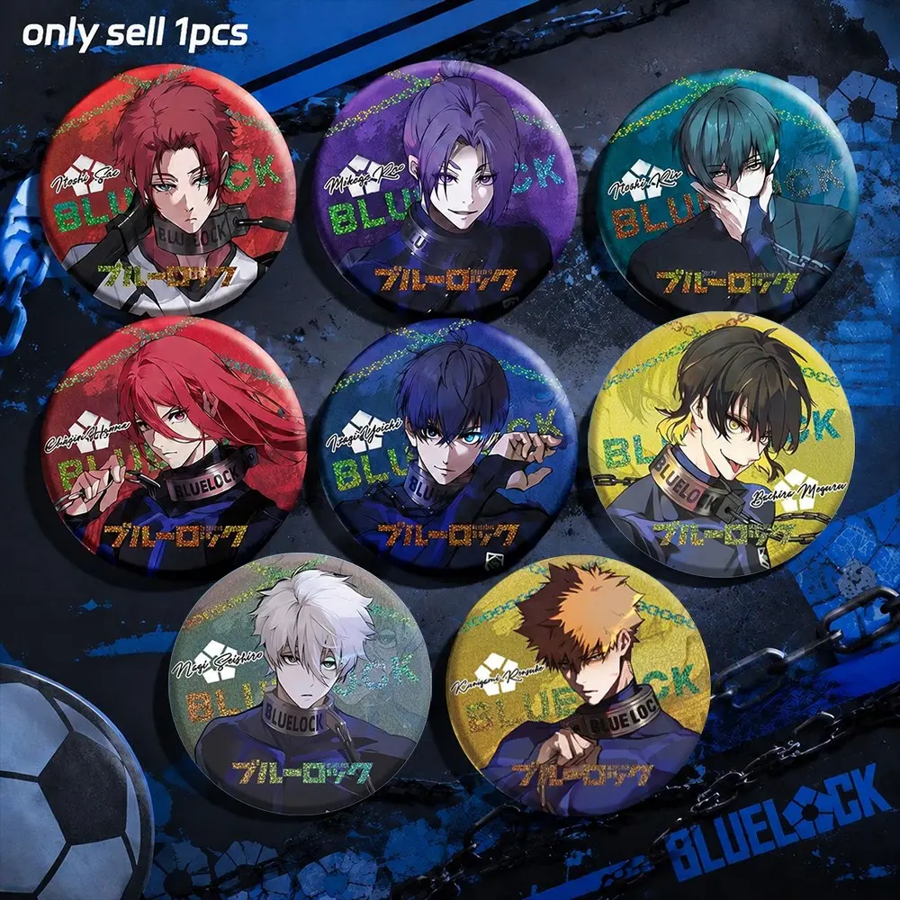 Blue Lock Badge 75mm Round Metal Can Button Pin Brooch Yoichi Isagi Meguru Bachira Rin Itoshi Reo Mikage Chigiri Hyoma Nagi Seishiro Kunigami Rensuke Fan Made Doujin Anime Manga Collectible Otaku Merch Gift Accessory