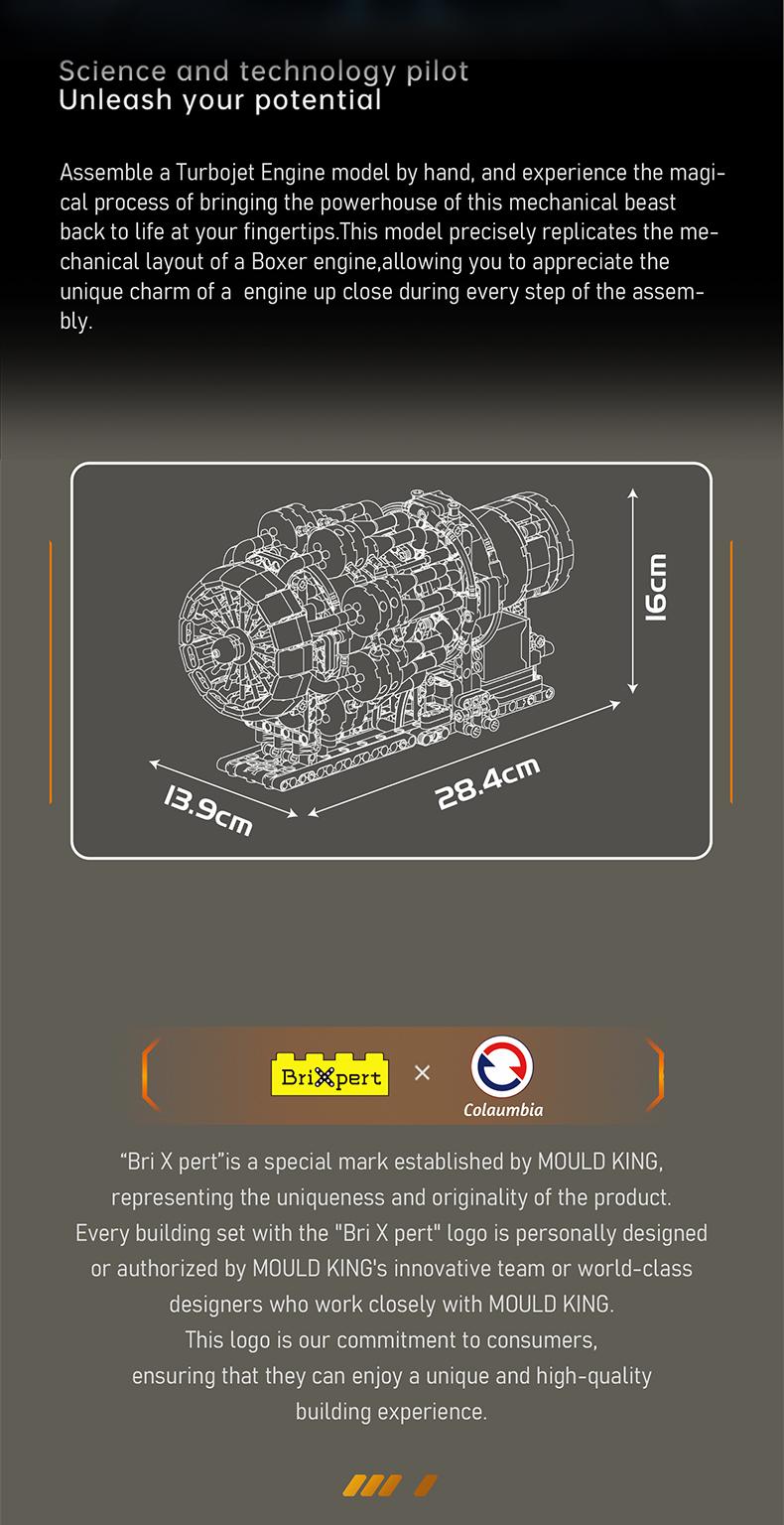 Mould King 10216 Turbine Engine Motor Model Building Block STEM Toy Display 1214 Pcs