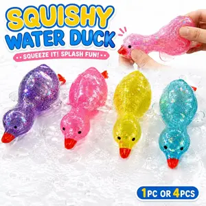 1/2/4 Colors Glitter Filled Duck Squishy Super Soft Stretchy Stress Ball Non-Toxic Washable Fidget Toy for Kids Adults