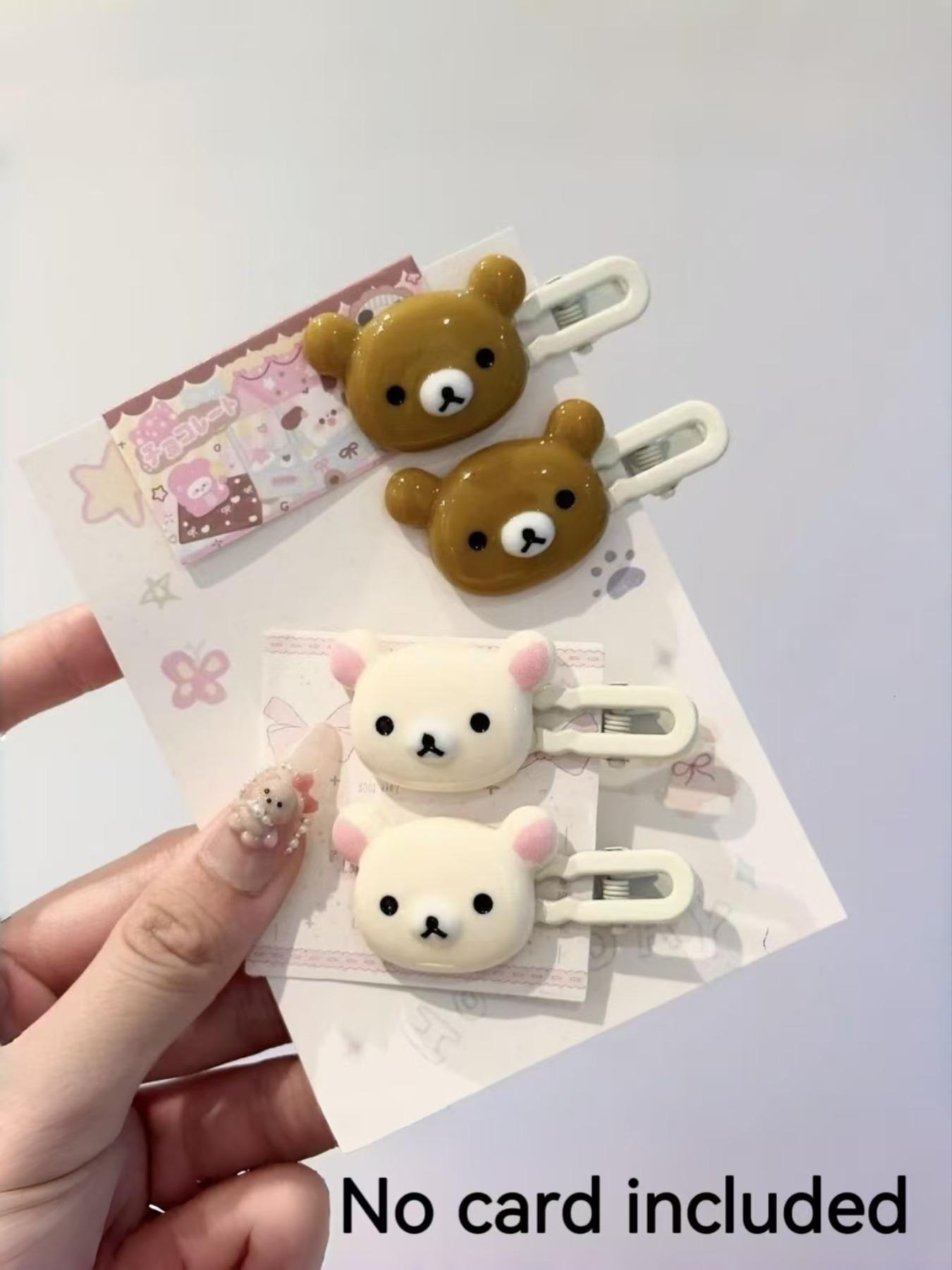 Cute Cartoon Bear Hair Clips Set, Sweet and Versatile, Girls Side Hair Accessories, 4 Pieces, Perfect for Daily Use