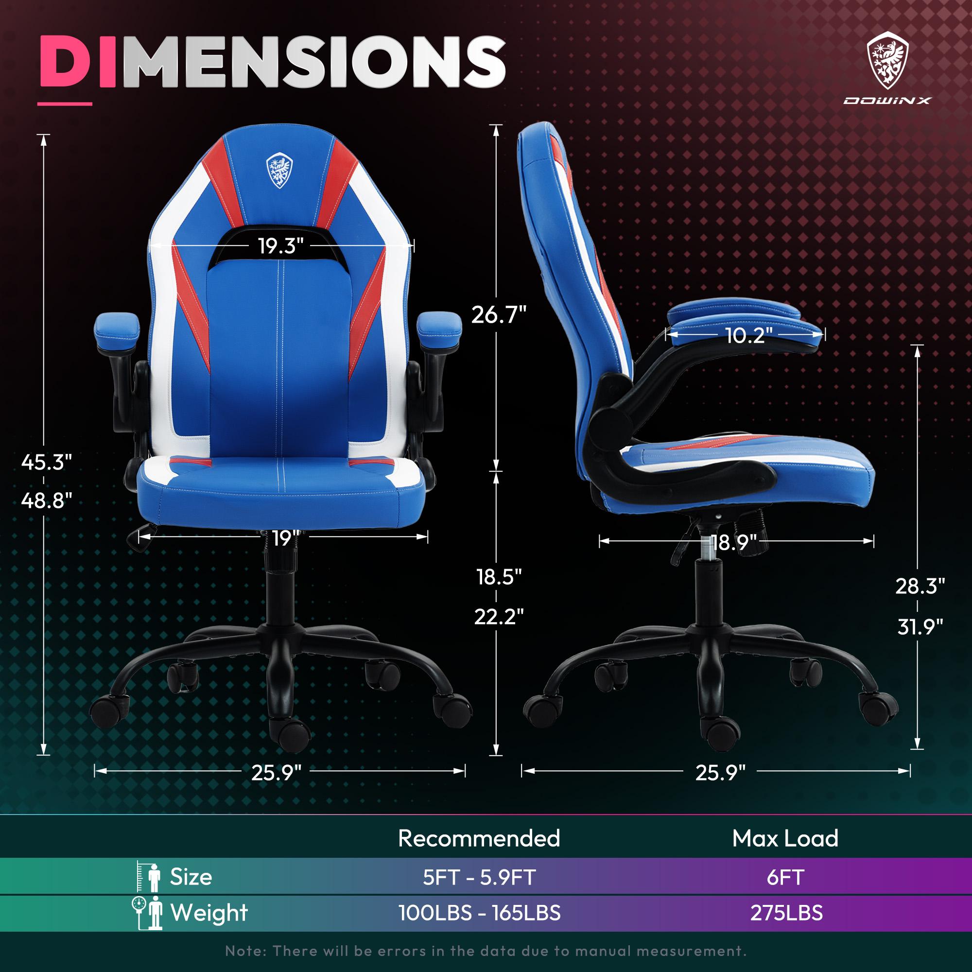 Dowinx Gaming Chair -  Ergonomic gaming chair with breathable PU leather and pocket spring cushion – featuring lumbar support and 360° swivel adjustability, delivering ultimate comfort for intense gaming sessions, available in multiple colors