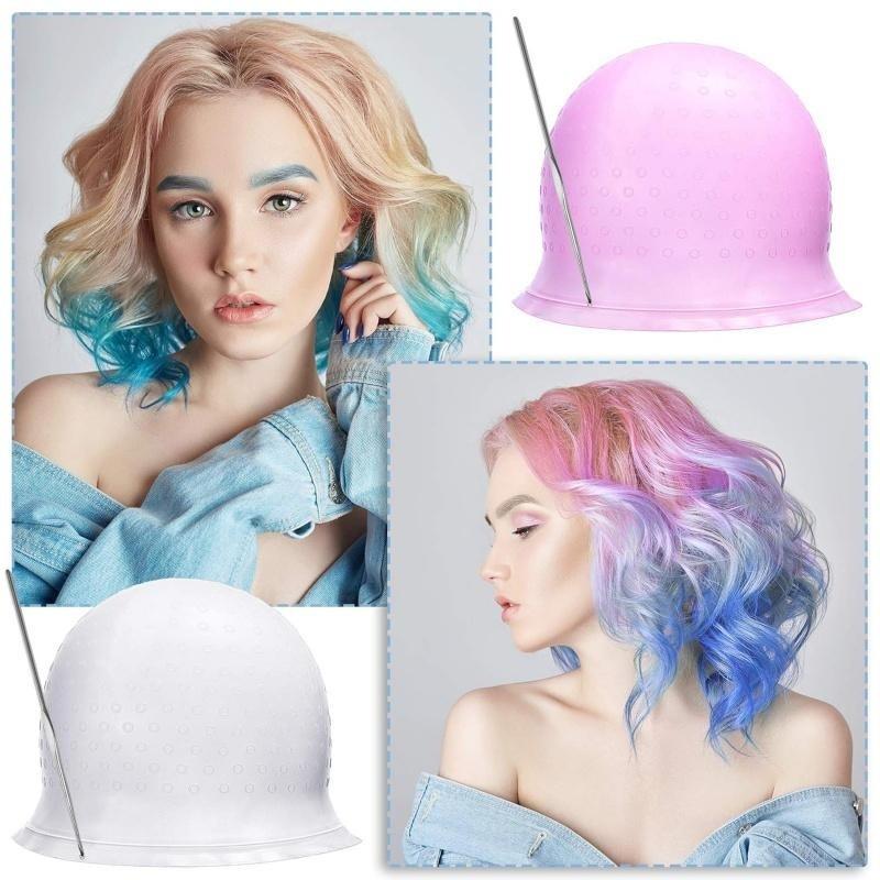 Professional Silicone Hair Dye Hat Set, Reusable Highlighting Hat with Hooks and Gloves, Ideal for Salon and Home Use, Recyclable