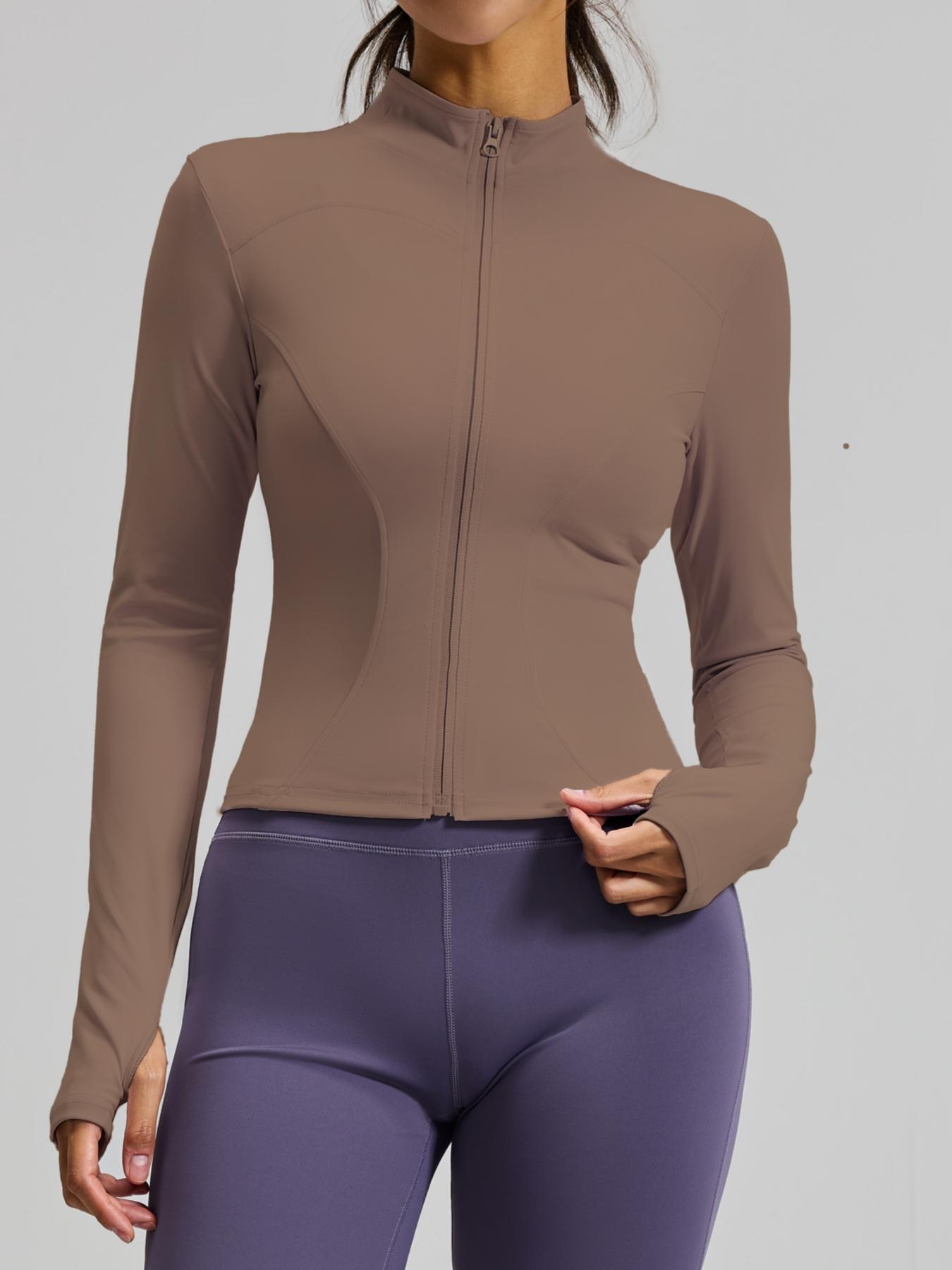 Women's Long Sleeve Yoga Jacket Set, Sports Outerwear, High Neck Zipper Closure, Quick-Dry Fitness Top, Tight-Fitting Sports Wear, Athletic Sports Clothing, 3 Piece Pack