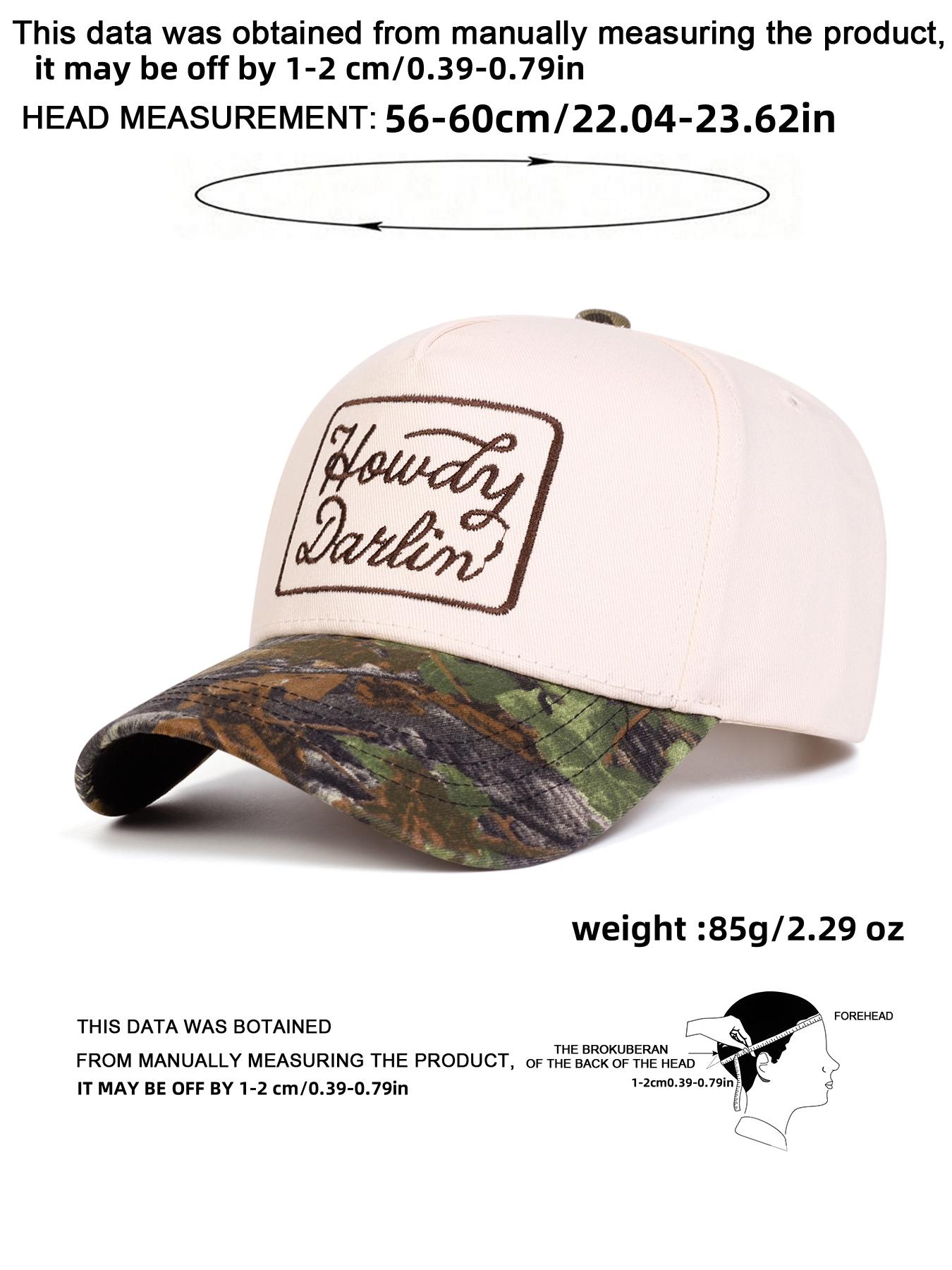 Unisex Adjustable Baseball Cap, Howdy Darlin Letter Embroidery Design, Casual Fitted Woven Fabric Hat for Spring & Fall Outdoor Activities, Camo Dad Hat, Embroidered Hat