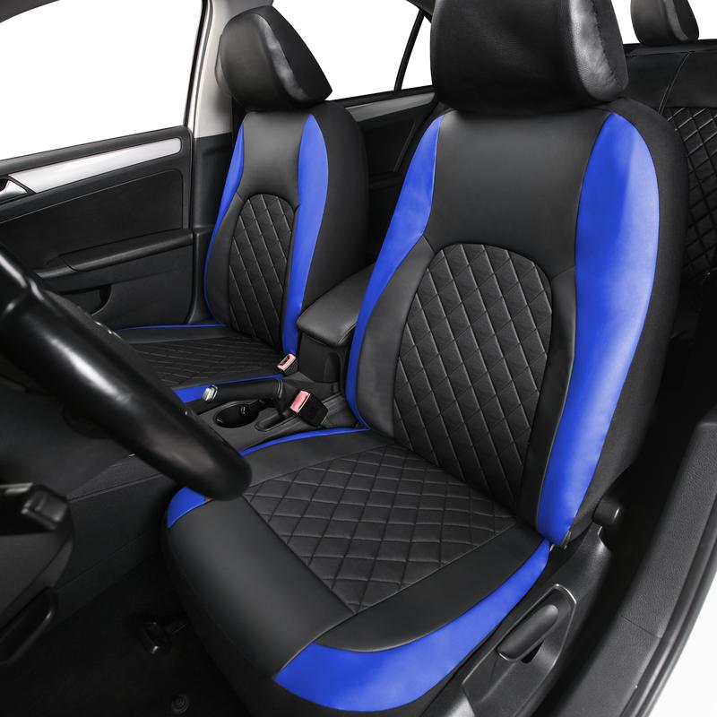 Front leather seat cover set, waterproof, durable, easy to install, car seat protectors with tire mark details, universal fit for most cars, trucks, SUVs, auto interior accessories