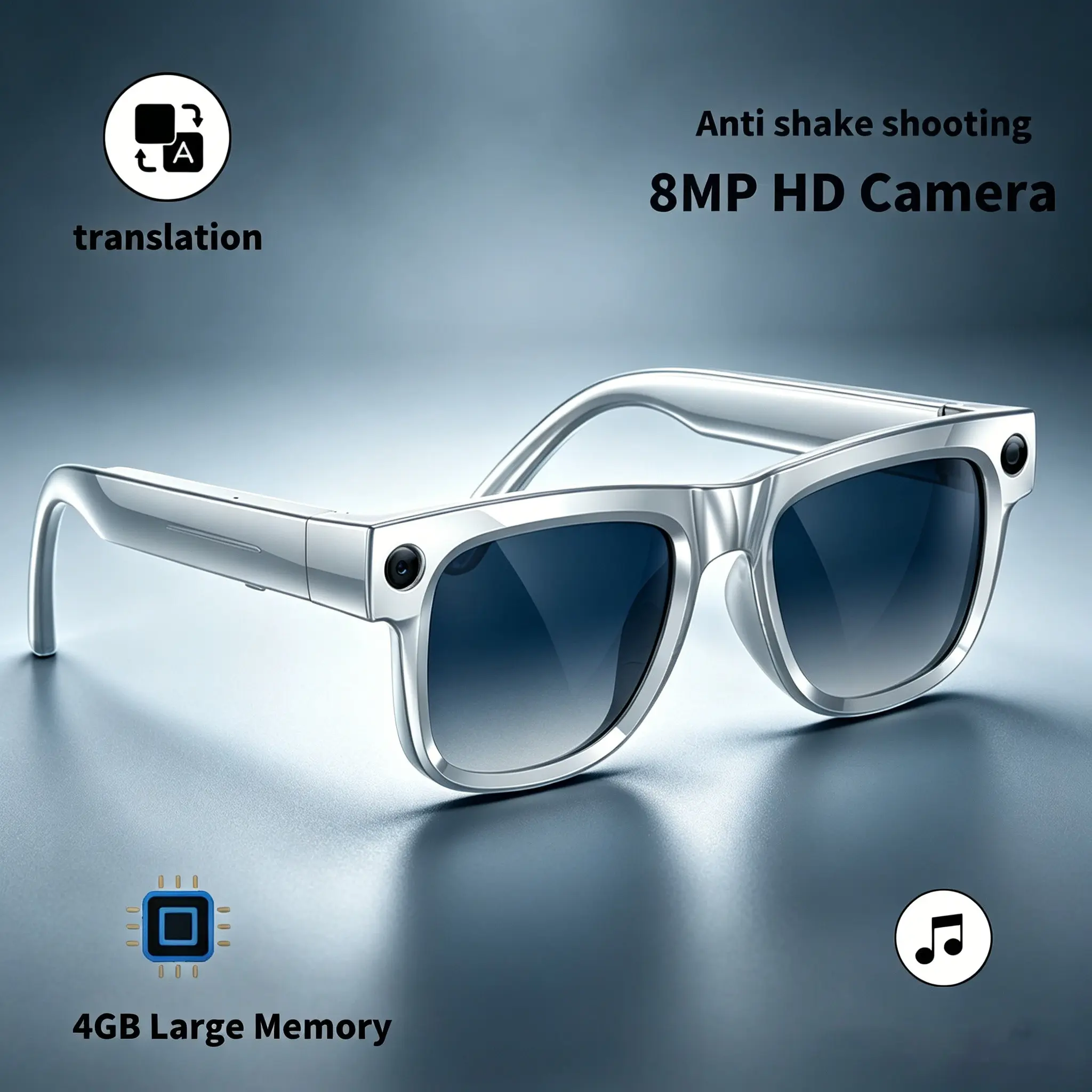 2026 New Ag19 Smart Ai Glasses, HD Camera, Hands-Free Video Recording, 4GB Memory, Bluetooth-compatible WiFi Dual Mode, Voice Call, Music Player, Unisex