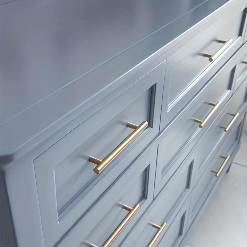 Set of 12 Golden Stainless Steel Knobs for Kitchen Cabinet Doors And Furniture Drawers, Featuring T-Bar Handles