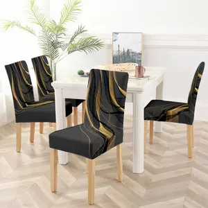 Luxurious abstract line pattern printed chair cover, easy to install and detachable chair cover, suitable for kitchen, living room, dining room and office chairs, home decoration chair cover, Slipcover.