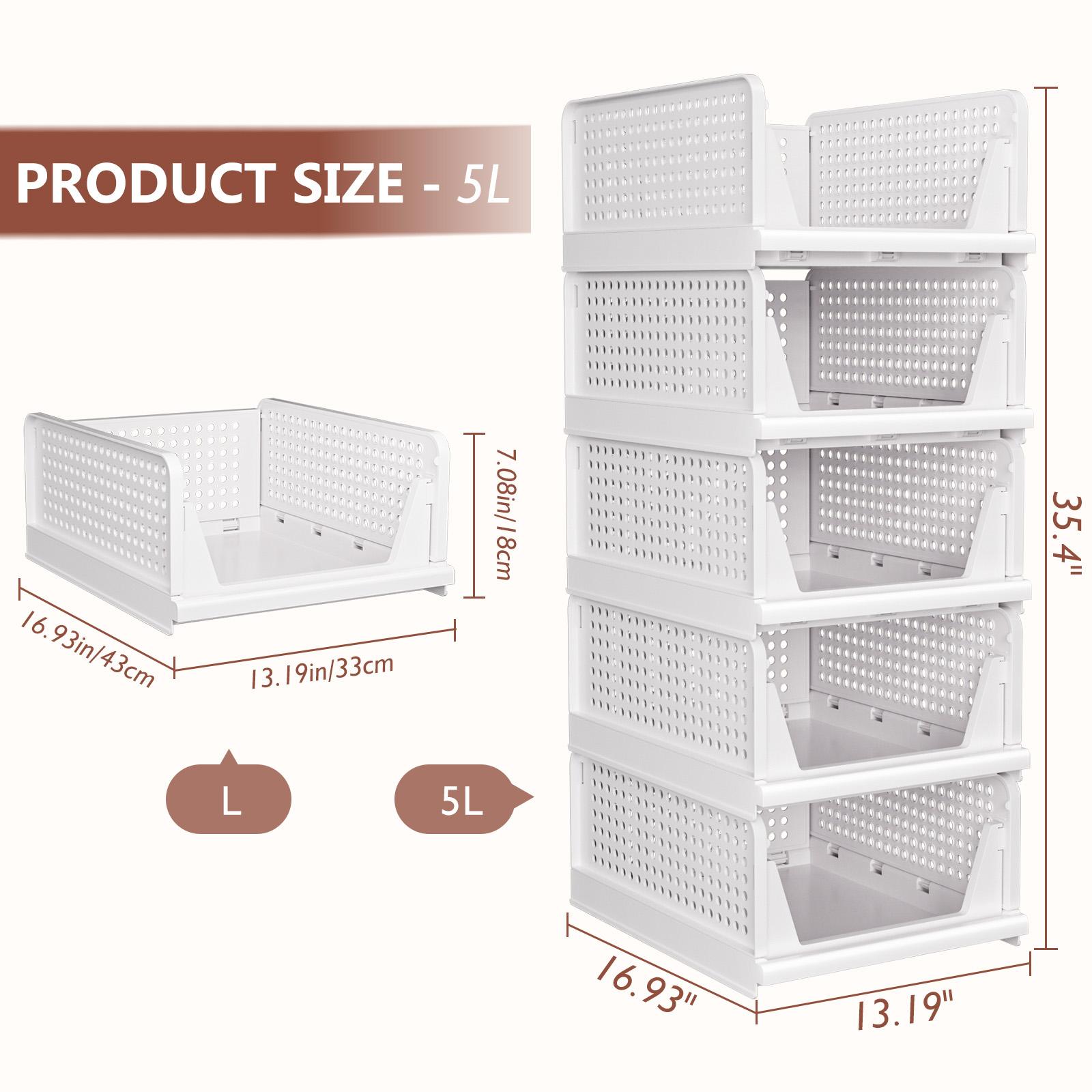 10 Pack Folding Closet Organizers Storage Box, Stackable Storage Bins, Plastic Drawer Basket Closet Storage for Wardrobe Cupboard Kitchen Bathroom Office