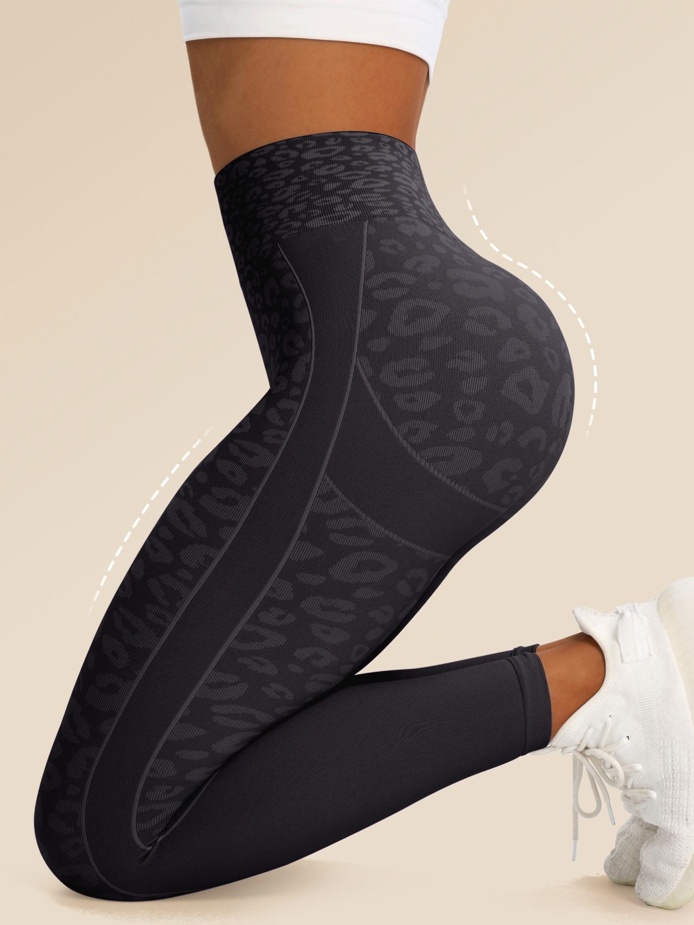 Women's Leopard Print High Waist Sports Shaping Leggings, Casual Comfy Breathable Skinny Pants for Yoga Gym Workout Running, Ladies Sportswear for Fall & Winter