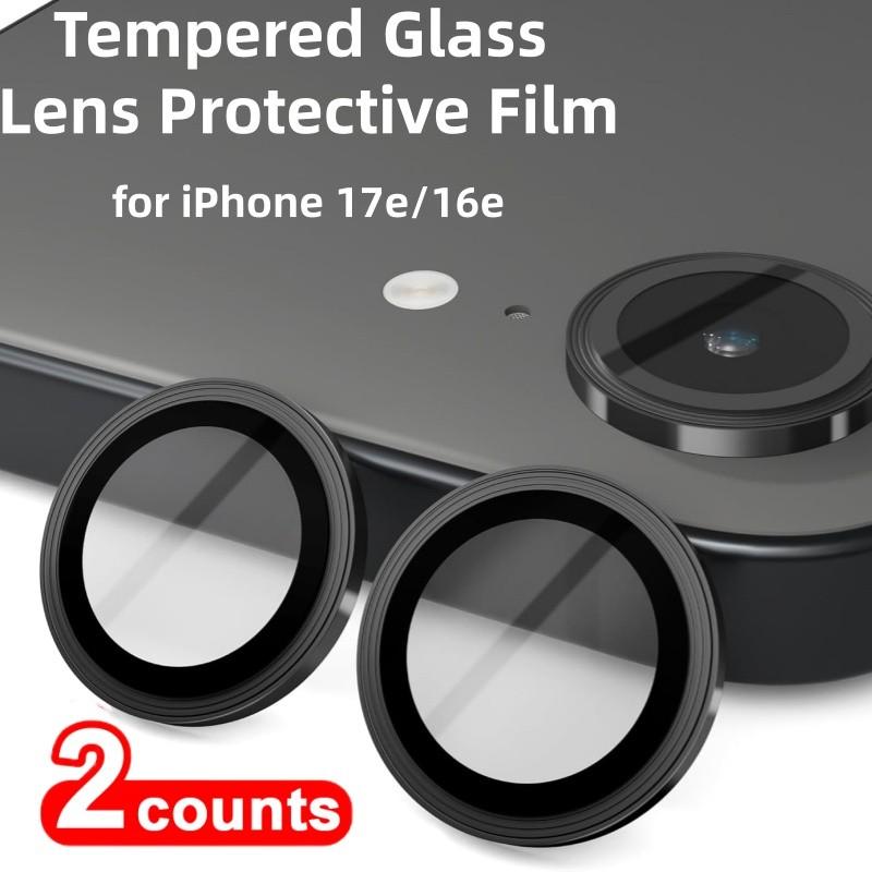 Two-Pack Lens Rings for iPhone 17e/16e, Tempered Glass Camera Protection Film, Compatible with iPhone 17e, Durable and Clear