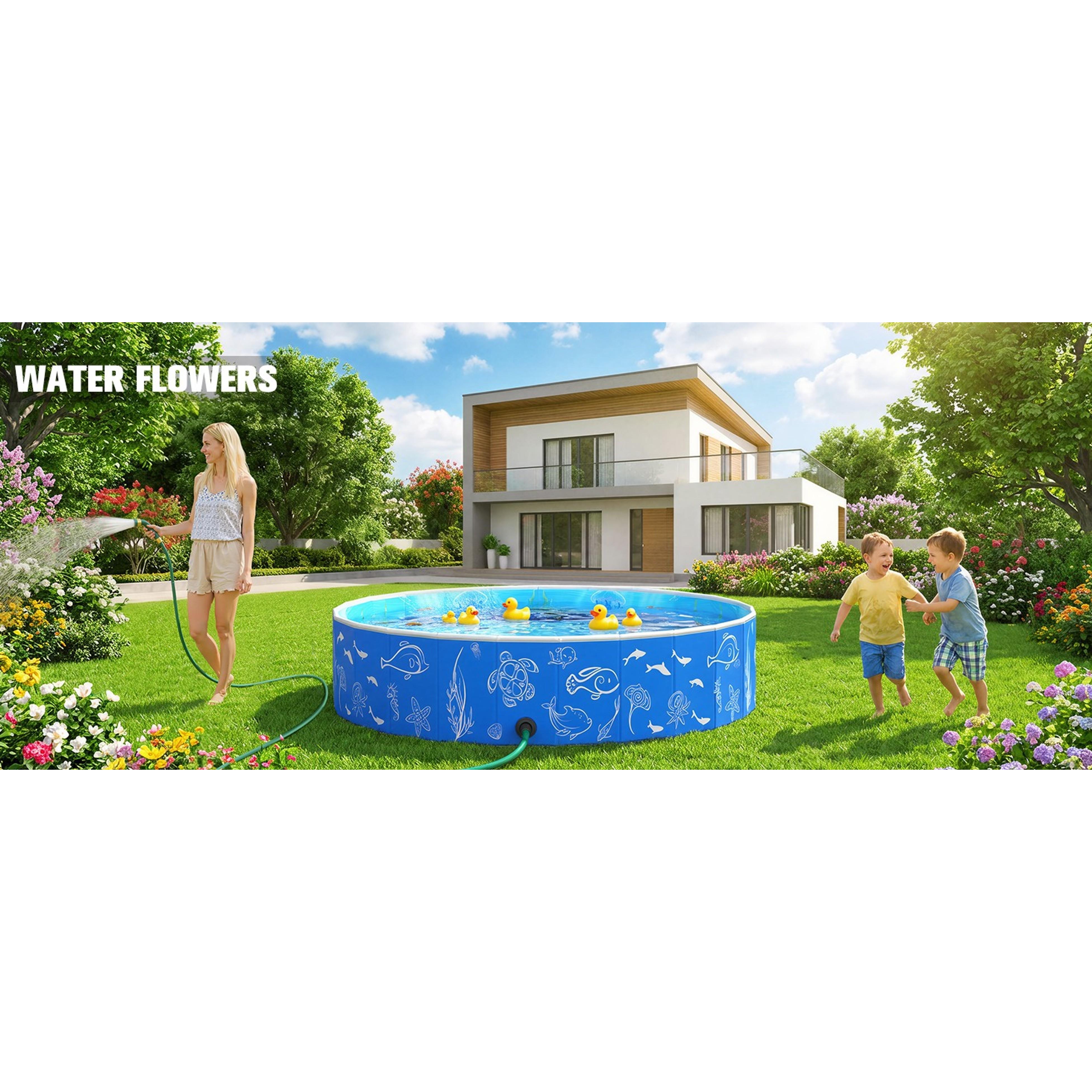 Kiddie Pool with Canopy, 51in Foldable Toddler Pool,Pop Up Baby Pool with Shade,UPF 50+UV Portable Swimming Pool for Kids,Collapsible Baby Pool for Beach, Outdoor Toddler Pool for BackyardGift.