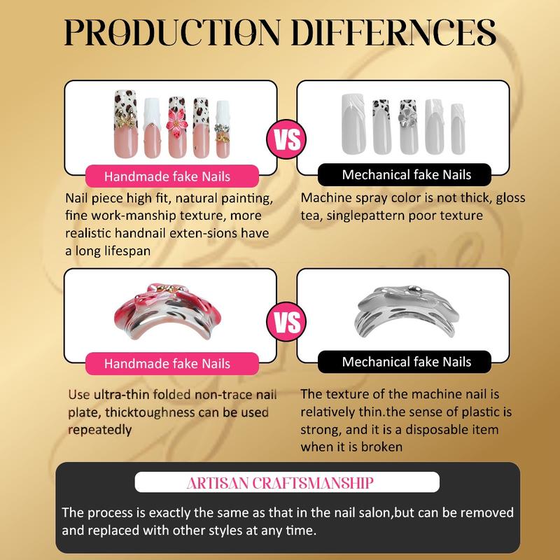 Create Grace French Paris Square Collection hand drawn 10PCS Handmade PressOn Nails REUSABLE Gel/Acrylic  2025