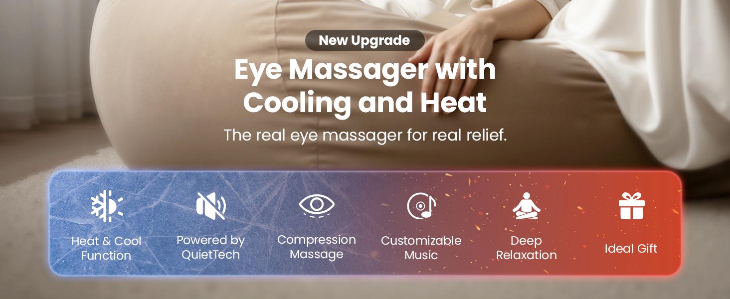 【Bob and Brad Smart Eye Massager】EyeOasis 2-Eye Massager with Heat and cold Bluetooth Music, Comfort Eye Mask for Relaxation, 10 Massage Modes, 15 mins Auto-Off, Ideal Gift for Men & Women, Present Recommended by professional physical therapists