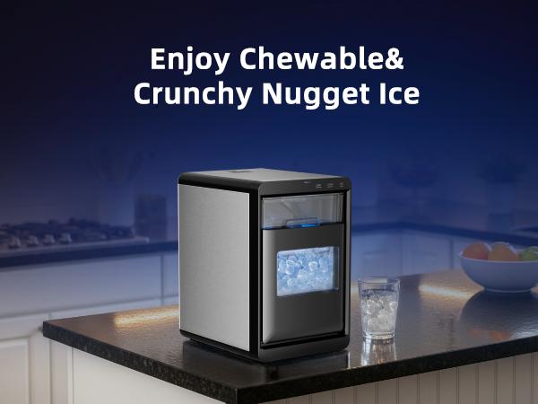 Antarctic Star Nugget Ice Maker 45Lbs/Day Quick 10-15min Self-Cleaning 24H Timer Clear Visual double door,for Home Office Bar Party   Icemakermachine  【TikTokShopBlackFriday】