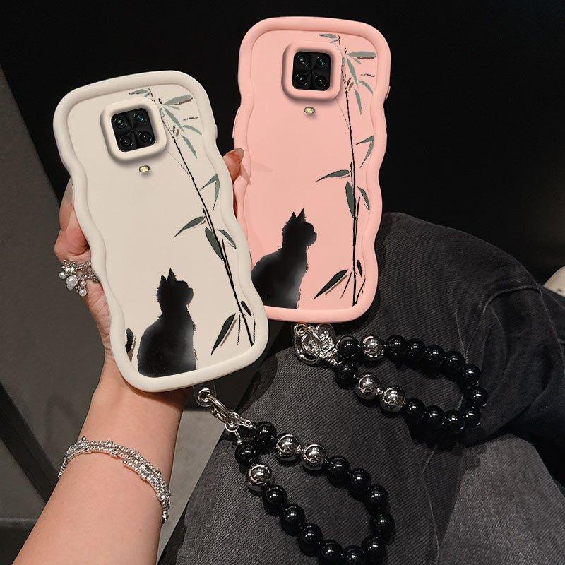 1 Piece Kitten and Bamboo Stylish Suitable For Redmi Note 9 Pro Max Phone Case Cover With Flexible Finish Featuring Anti-Scratch And Lanyard For Fitness