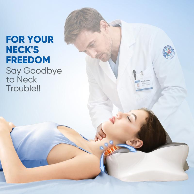 Butterfly-shaped neck pillow with storage bag, Orthopedic Memory Foam pillow with washable silk pillowcase, a perfect gift for birthdays, Valentine's Day, and Christmas, suitable for side, back, and stomach sleepers, home, travel, camping