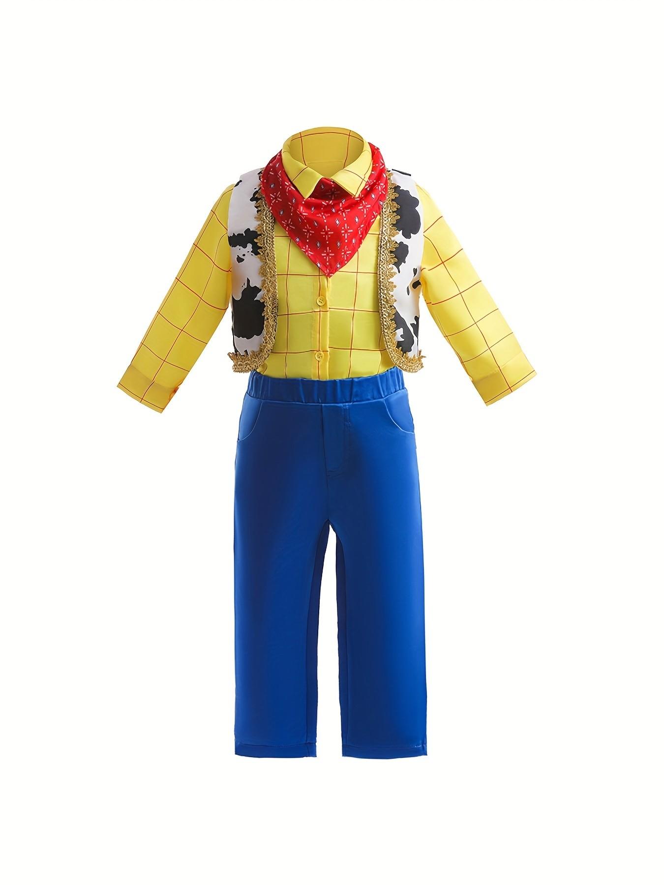 Western Cowboy Halloween Costume Set, Plaid Shirt + Vest + Scarf + Pants, Fashionable and Cool, Suitable for Boys