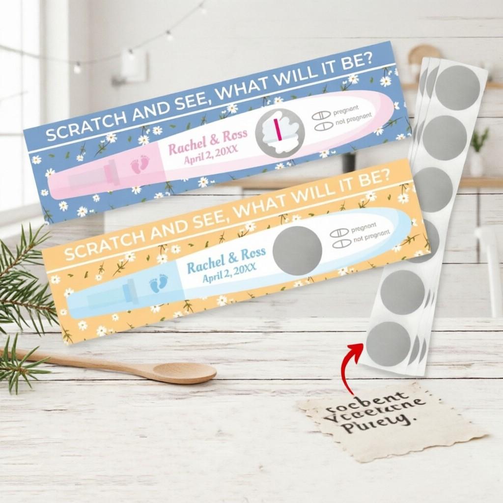 Creative Pregnancy Test Stick Shape Gender Reveal Scratch Card, Scratch and See Surprise Card, Baby Party/pregnancy Announcement, Interactive Baby Gender Prediction Card