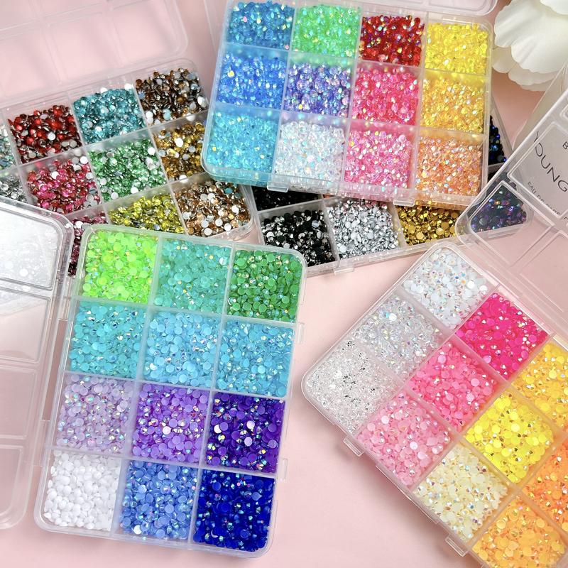 1 Set 60 Colors 3mm Semi-circular Resin Glitter Rhinestones Charms Sparkling Colorful Nail Diamonds Gewelry DIY Nail Art Cup Shoes Phone Case Nails Designs