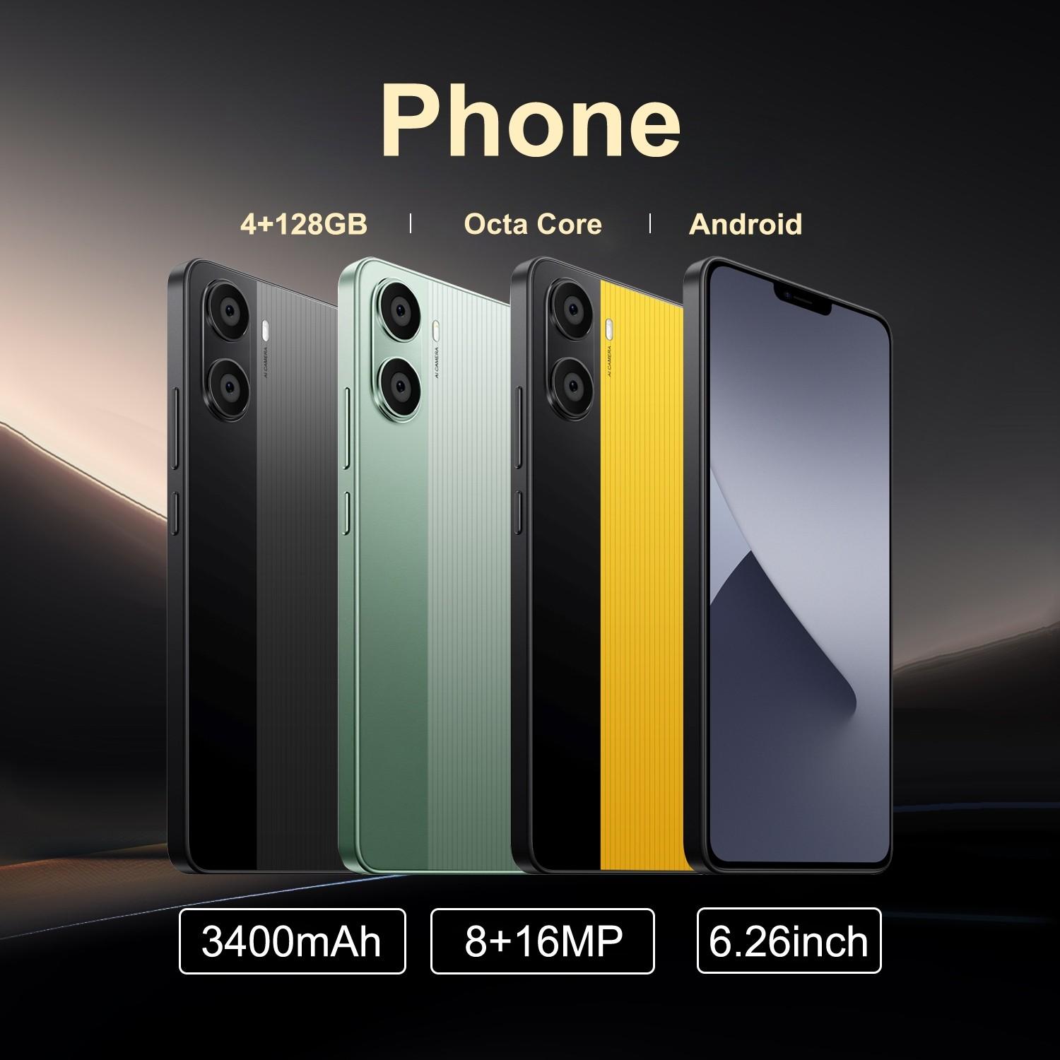 Fuffi Smartphone Mobile Phone 6.26 Inches 4GB RAM 128GB ROM, 8mp + 16mp Cameras, 4g Network, 3400mah Battery, Android Dual Sim Card, Quad-Core Processor Cellphone