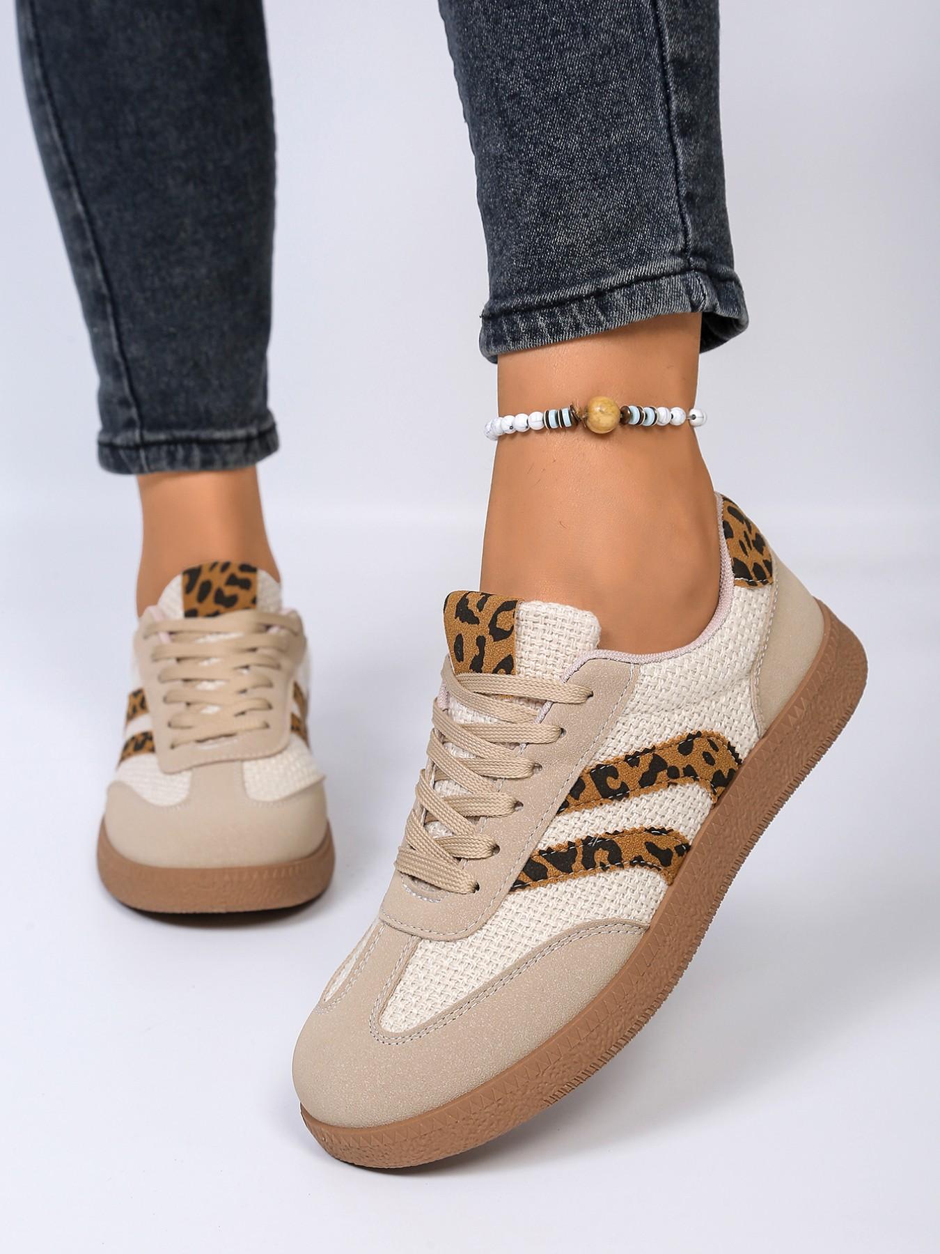 Women's Spring Fall New PU Textile Patchwork Design Sneakers, Trainer, Breathable Comfort Casual Low Top Walking Shoes, Anti-Slip Non Slip Thick Sole Lightweight