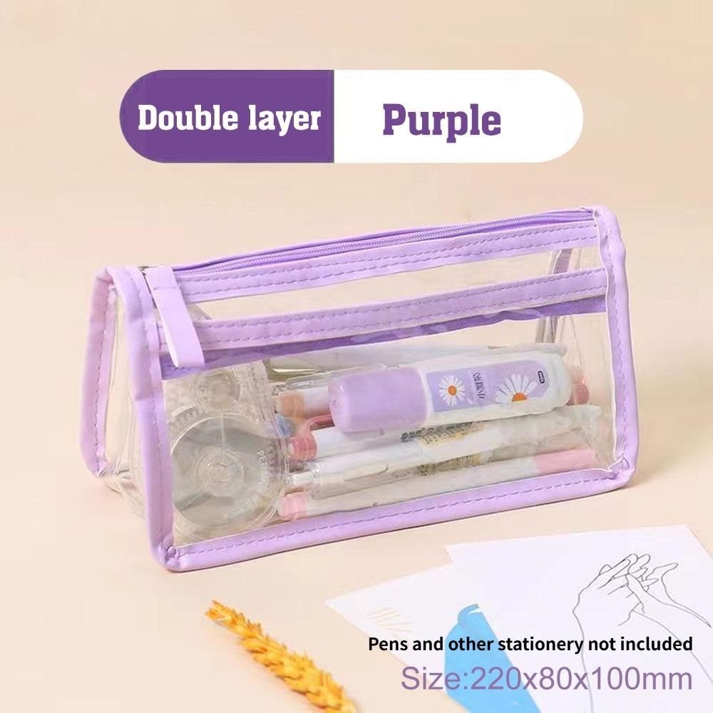 Large Capacity Pencil Case, PVC Transparent Zipper Storage Bag, Portable School Supplies and Cosmetic Bag, Suitable for Office Travel