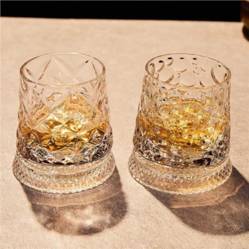 Luxury Whiskey Glass Rotating Cup, Crystal Glass Wine Cup, Home Use Beer Mug, High-End Barware, Elegant Drinkware for Special Occasions
