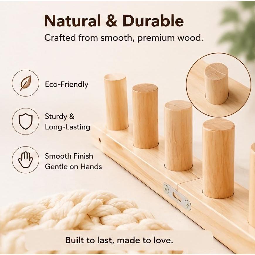 Chunky Blankets Loom Kit for Knitting,No Need Hooks,Wooden 39 inch | Portable Adjustable Size, Detachable Modular Design,Wooden Weaving Frame for Thick Yarn,Affordable,