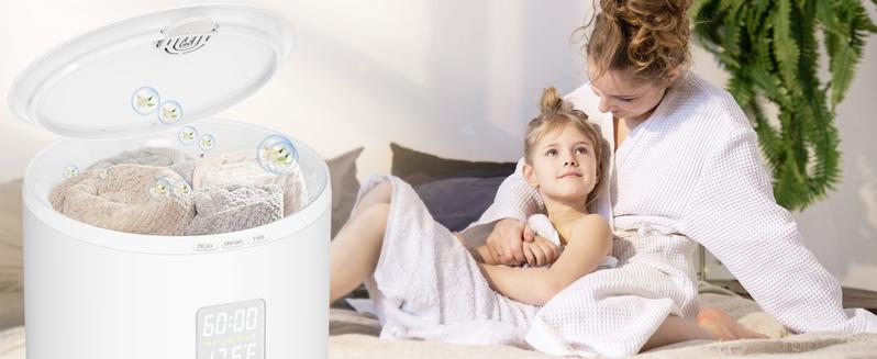 Keenray Towel Warmer for Bathroom, Luxury Towel Warmer Bucket with Timer, LED Display for Time and Temperature, Delay Time Up to 24 Hours, Child Lock, Hot Towel Heater, Gifts for Mom,Dad,Him,Her, Grey