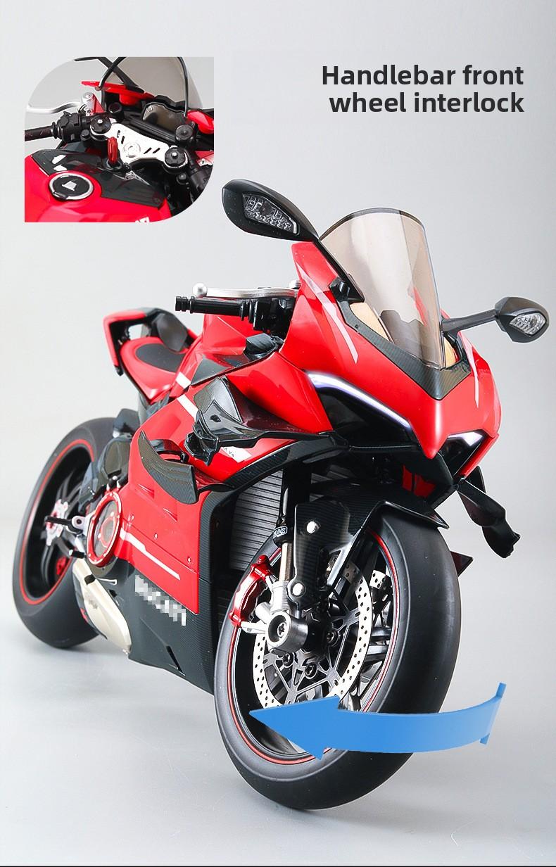 Ducati V4 SP 1:7 Diecast Motorcycle Model with Kickstand Realistic Engine Sound Smoke Effects Detailed Racing Replica for Motorcycle Fans Collection & Gift