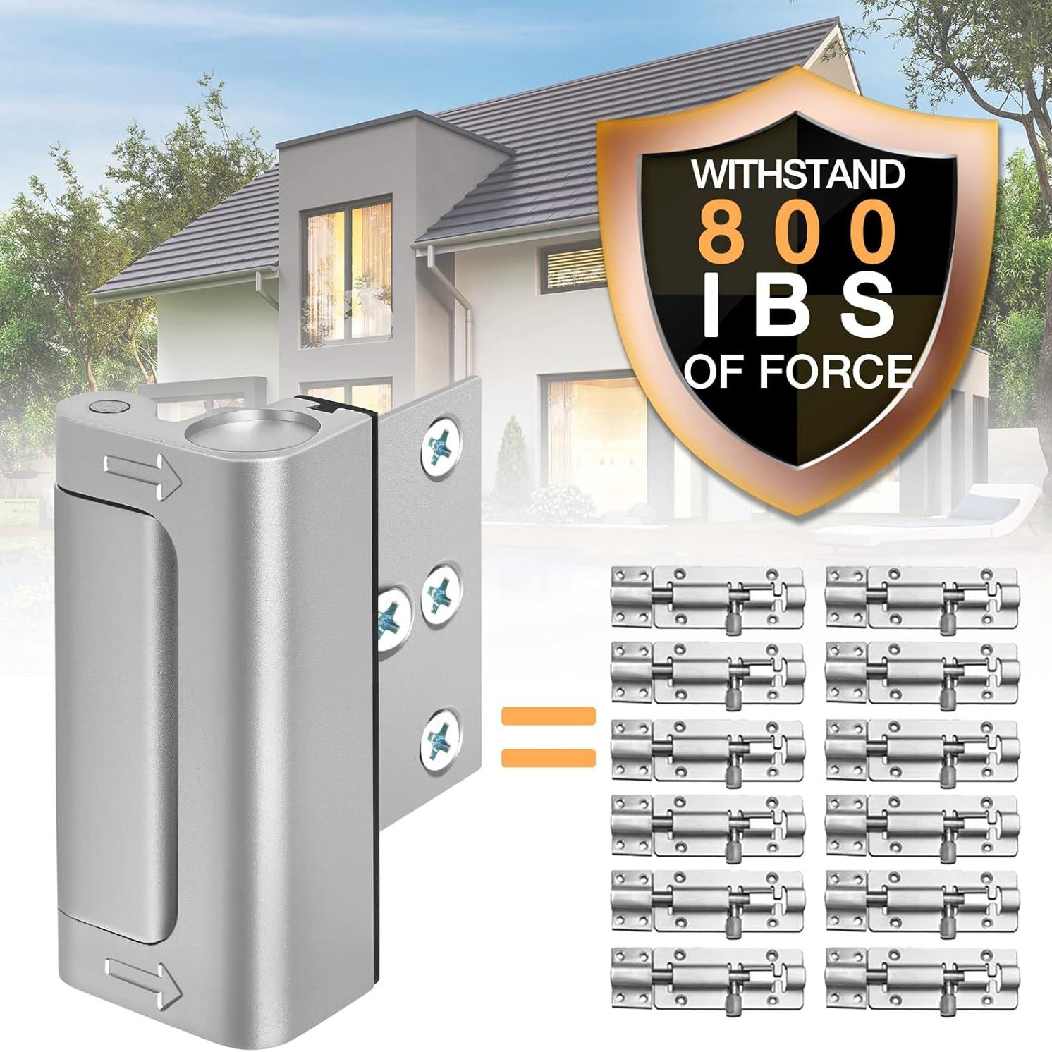 Home Safety Door Reinforcement Lock, Child Safety Lock for Inner Opening Front Door, 800 Lbs Pull Force, Bedroom Use, 8 Screws Included