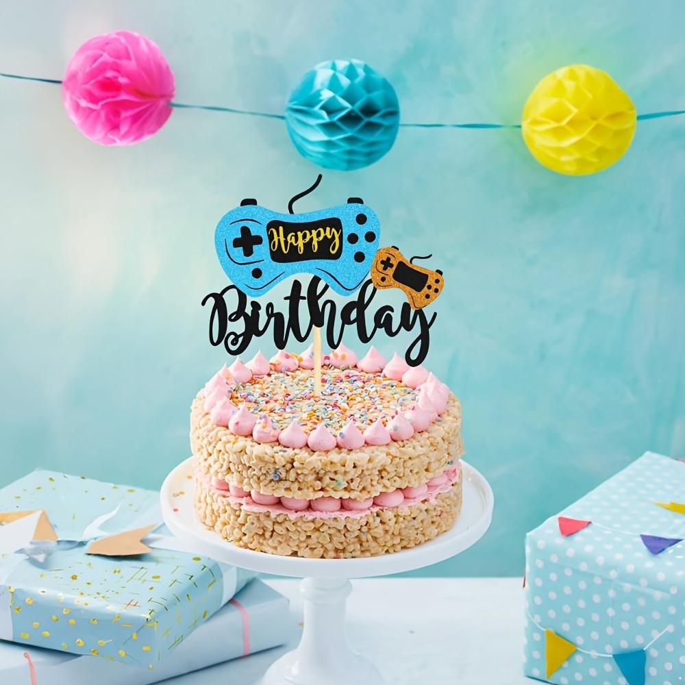 1 game-themed birthday party cake decoration