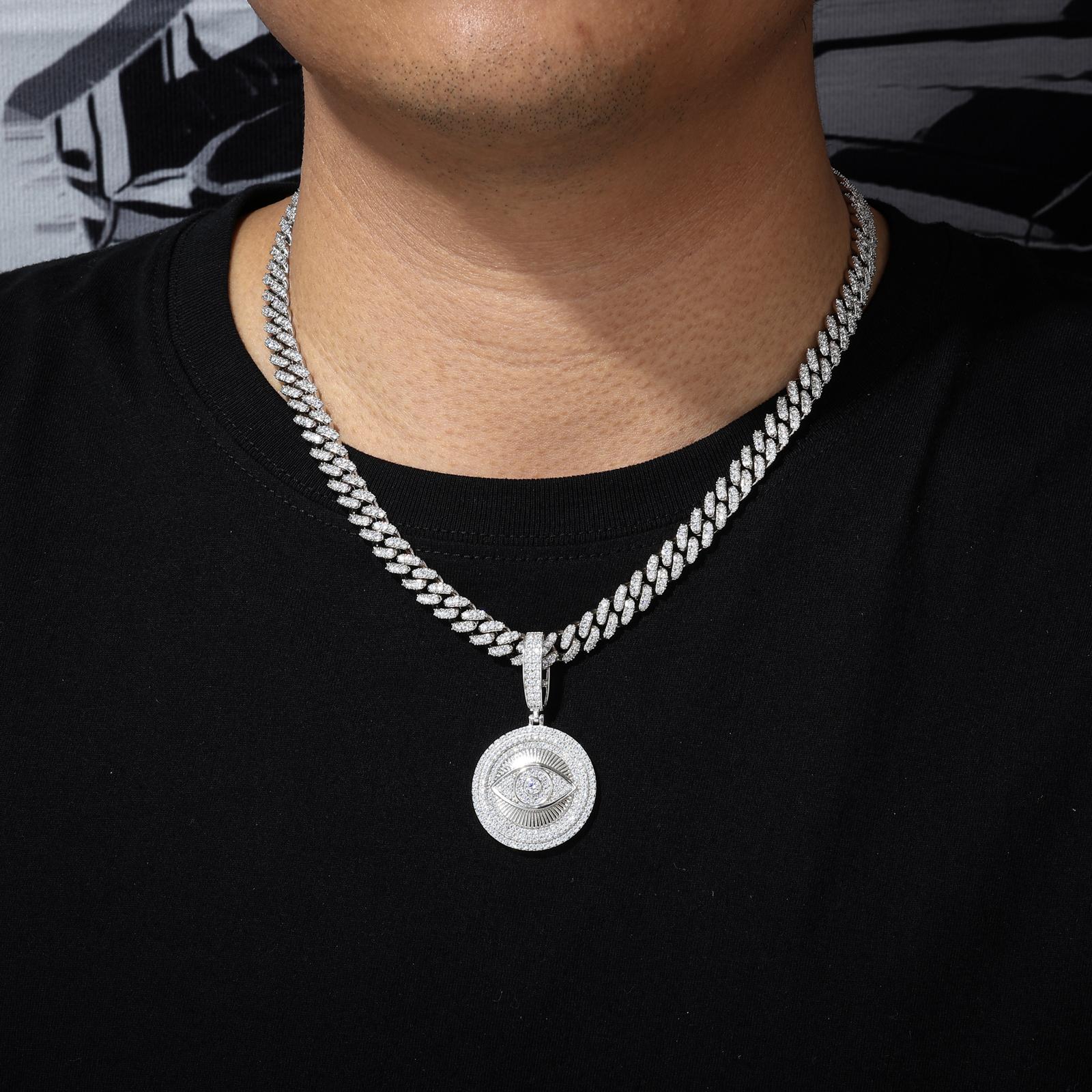 【PP675】Devil's Eye Pendant UCCIYO S925 Sterling Silver Synthetic Moissanite Pendant Necklace for Women Men Hip Hop Jewelry Gift