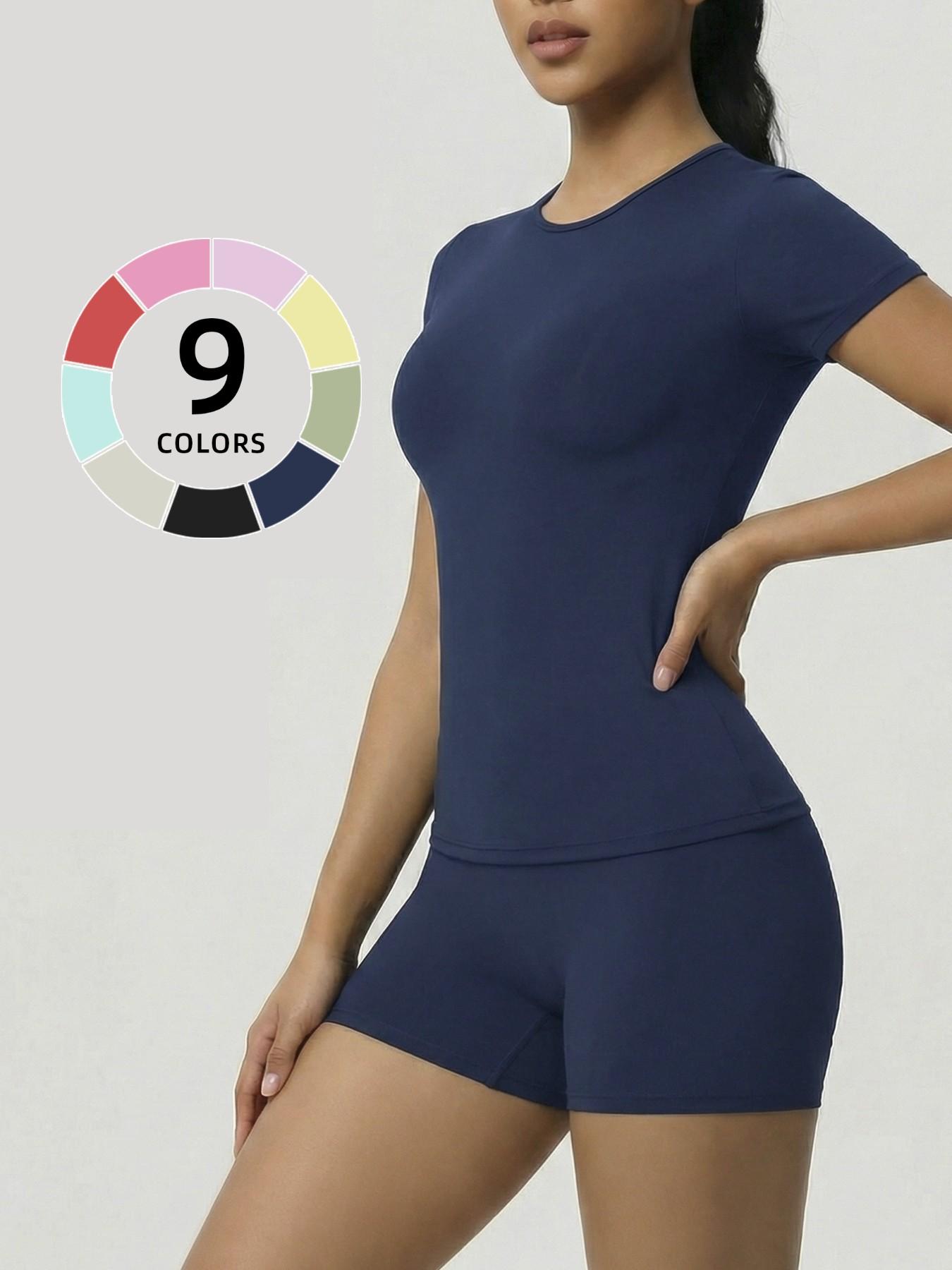 Women's Two-Piece Short Sleeve Top and Shorts Set, Sexy Casual Design, Comfortable Fit, Perfect for Daily Wear, All Seasons, Plain Style