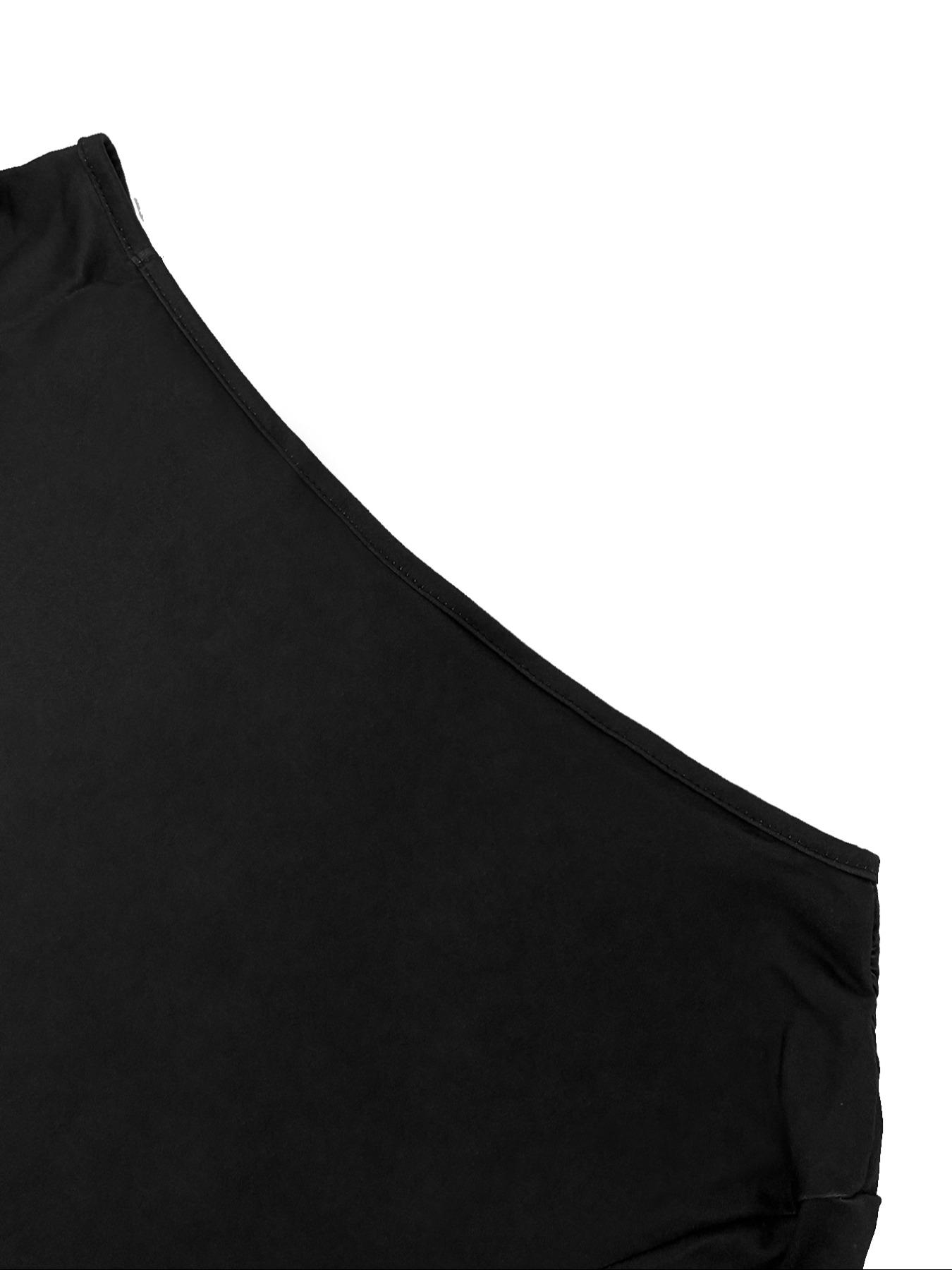 Women's Colorblock Striped Print Asymmetrical Neck Mermaid Dress, Elegant Fashion Casual Dress for Daily Outdoor Wear, Women Dress for Summer