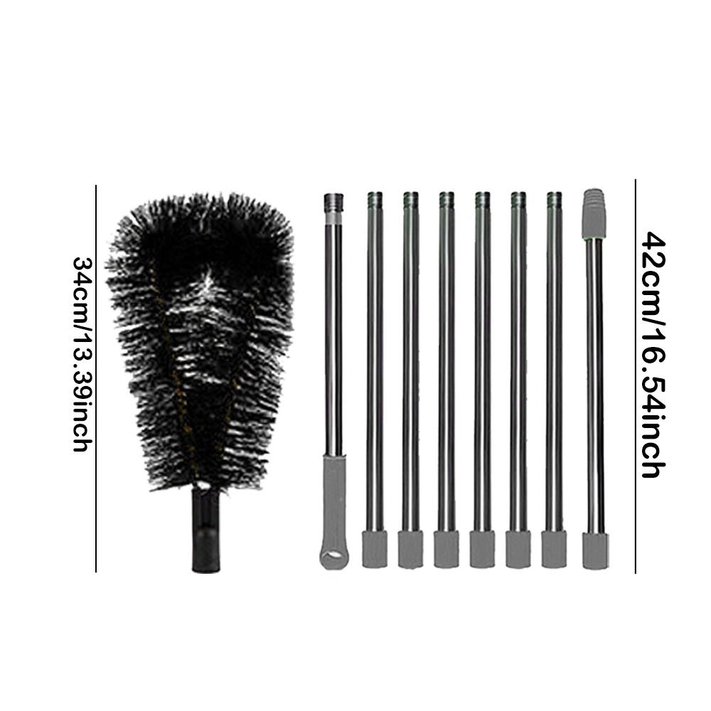 Long 3.7m/12ft Rain Gutter Cleaning Tool Set, Easily Remove Roof Leaves & Debris, Includes 8 Stainless Steel Pipes & Brush Head