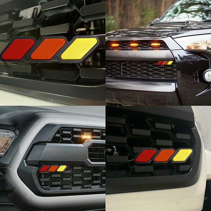 1 Set Tri-color 3 Front Grille Badge Emblem Decor For Toyota Tacoma TRD Pro 4Runner Tundra FJ RAV4 etc