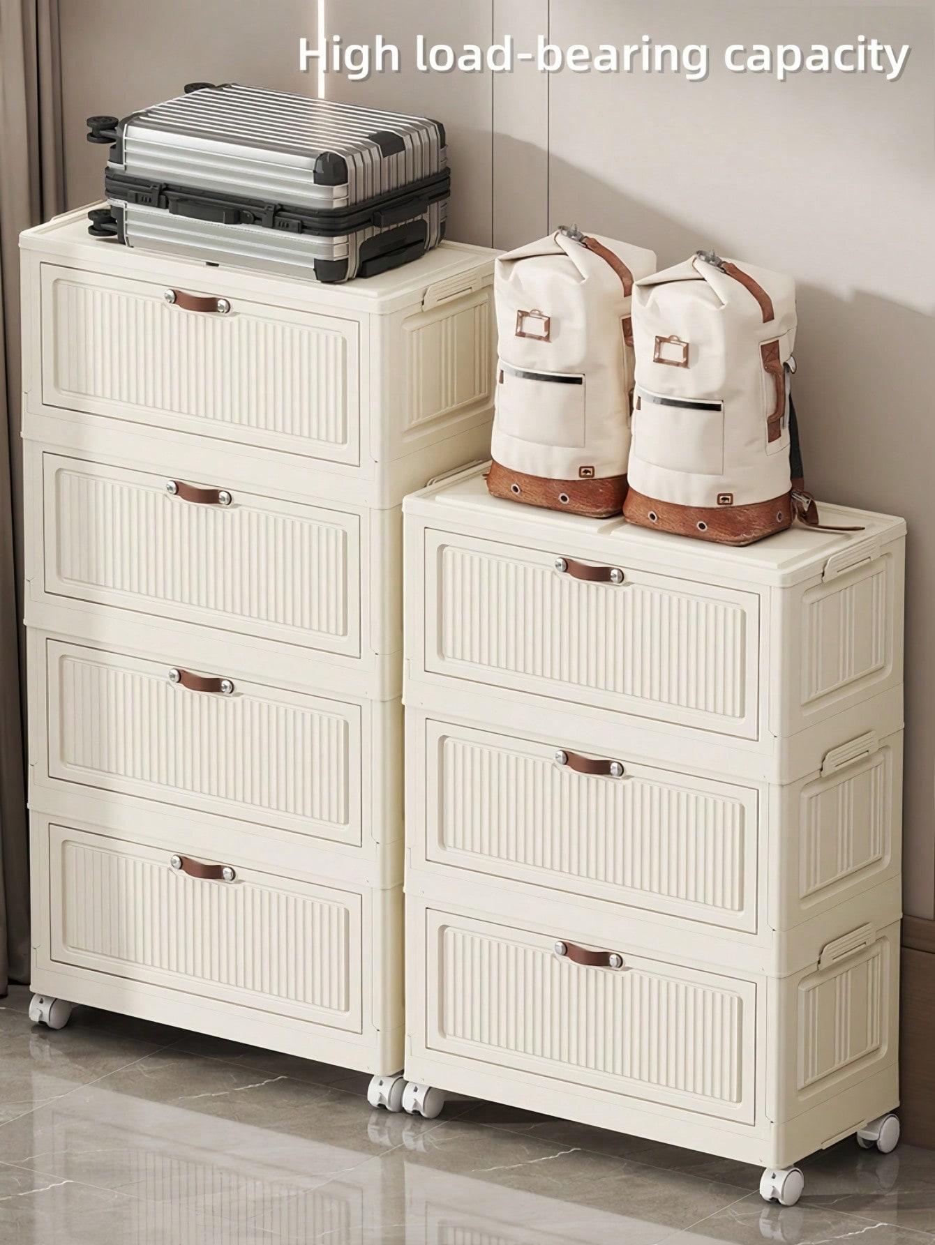 Foldable Storage Bins with Lids,Stackable Home Storage Cabinet Organizer for Closet - 4/5/6-Tier Stylish Plastic Storage Containers with Magnetic Doors & Wheels, Waterproof Collapsible & Portable Storage Solution, Collapsible Storage Box, Kitchen Pantry Foldable Storage Bins with Lids,Stackable Home Storage Cabinet Organizer for Closet - 4/5/6-Tier Stylish Plastic Storage Containers with Magnetic Doors & Wheels, Waterproof Collapsible & Portable Storage Solution, Collapsible Storage Box, Kitchen Pantry