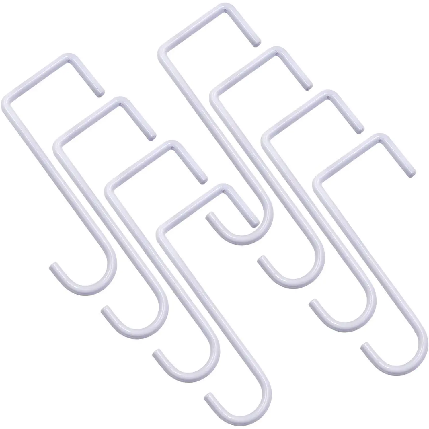 8 Pack Vinyl Fence Hooks, 2 x 6 inch Patio Hangers White Powder Coated Steel Fence Hangers for Hanging Plants, Planters, Bird Feeders, Lights, Pool Tools