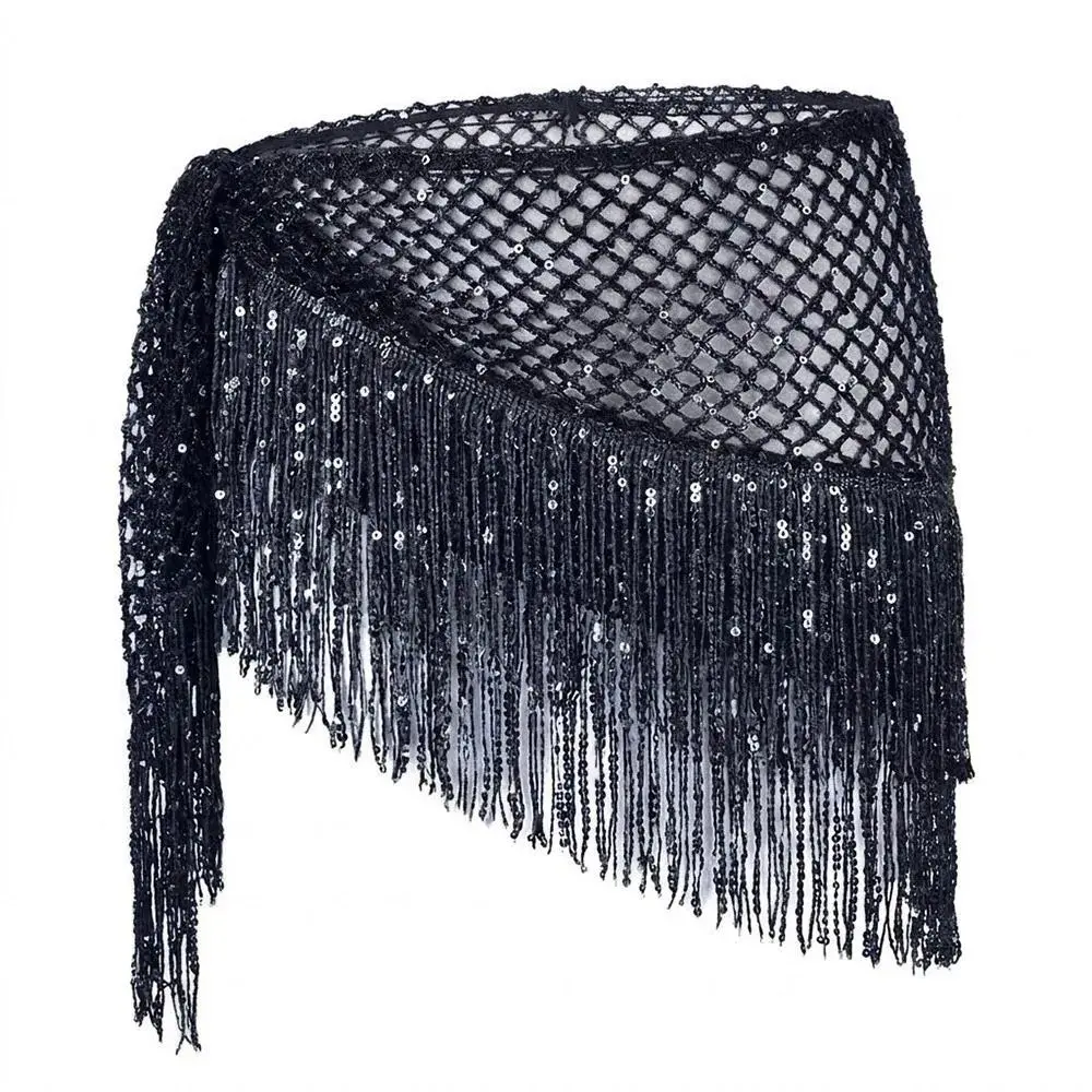 Glitter Fringe Triangle Belly Dance Hip Scarf Hip Scarf Wrap Belt Belly Dance Waist Wrap Sequins Tassel Dance Waist Chain