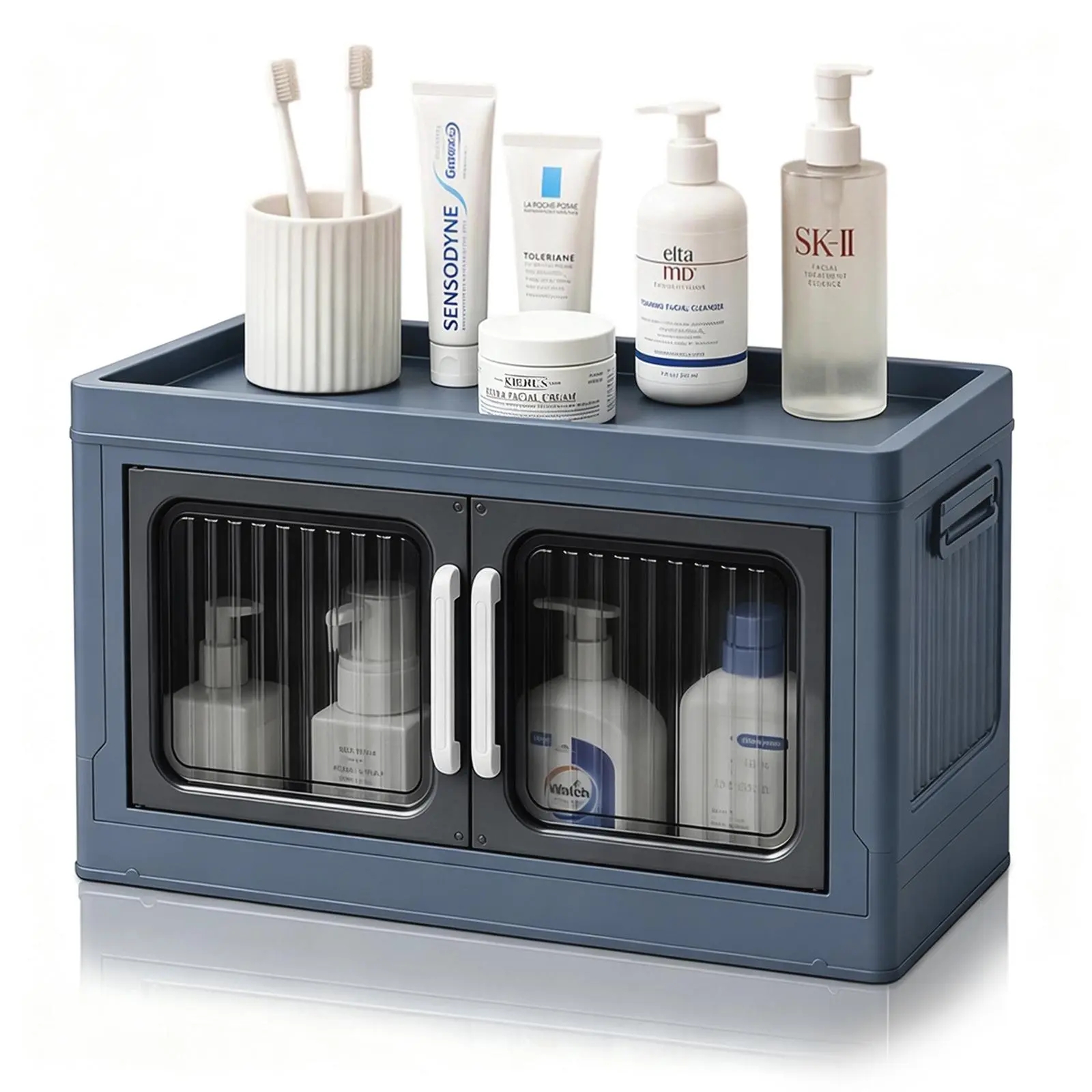 Single-Tier Rectangular Visible Stackable Plastic Storage Bin - Compact Storage Boxes, No Assembly Needed, Collapsible, Dustproof Home Organizer for Kitchen Pantry, Bathroom Counter (Stores Sundries, Garments, Toys, Snacks)