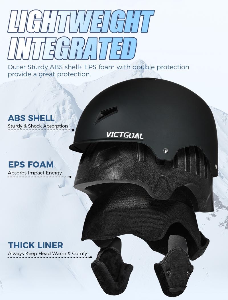 VICTGOAL Ski Helmet for Adults Youth Outdoor Snow Sports ,Snowboard Skateboard Helmet Half-covered Winter Snowmobile Helmet