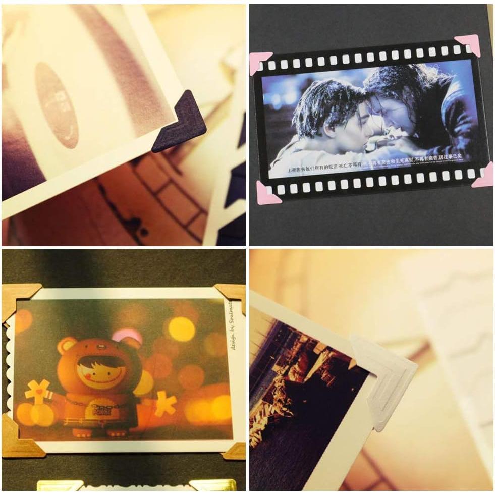 15 Sheets Photo Mounting Corners,  Self Adhesive Paper Picture Sticker for DIY Scrapbook Album Diary Personal Organizer Notebook - 14 Colors